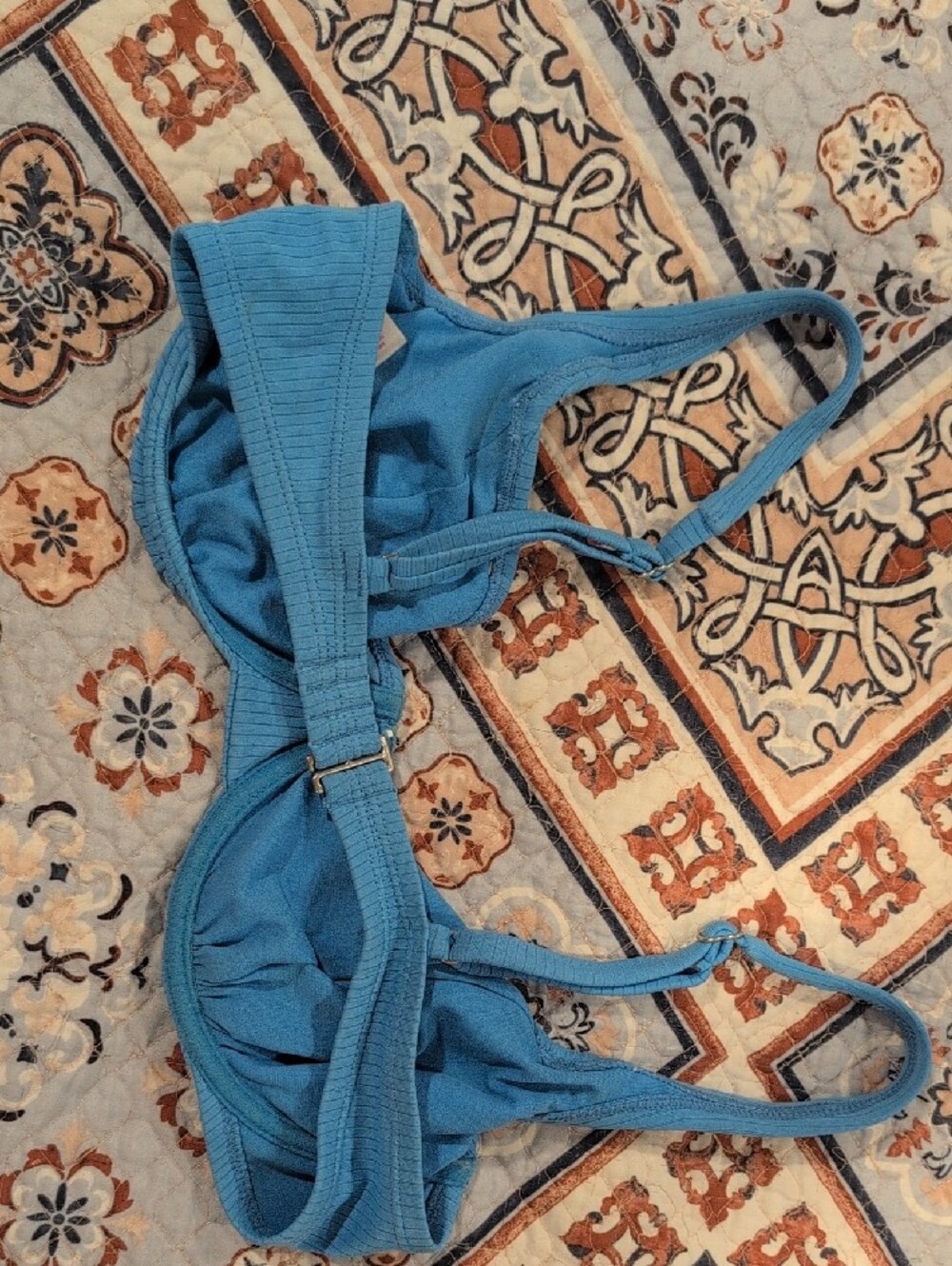 Xhilaration Blue Ribbed Underwire Bikini Top - Picture 2 of 4